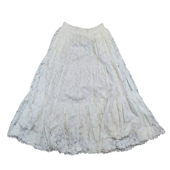 Loeffler Randall Luna Lace White Tiered Skirt - XS